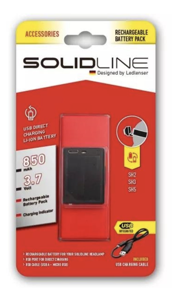Ledlenser Solidline pack batterie lithium-ion 850 mAh - compatible avec SH2, SH3, SH5 - léger