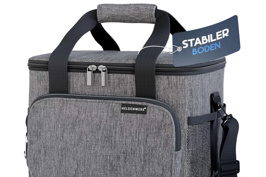 HELDENWERK Foldable Cool Bag 20L - Boîte isotherme - étanche et imperméable - Sac thermique pour pique-nique et déjeuner - Gris foncé