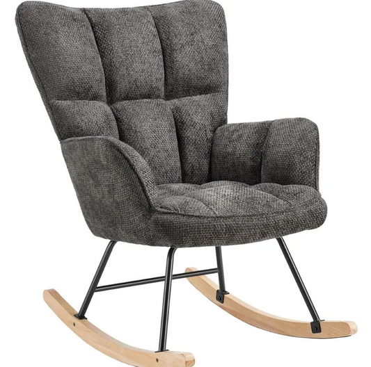tectake Fauteuil à bascule Torve - Tapissé - Style scandinave - Gris