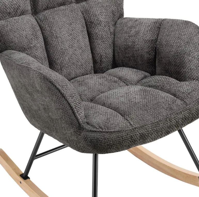 tectake Fauteuil à bascule Torve - Tapissé - Style scandinave - Gris