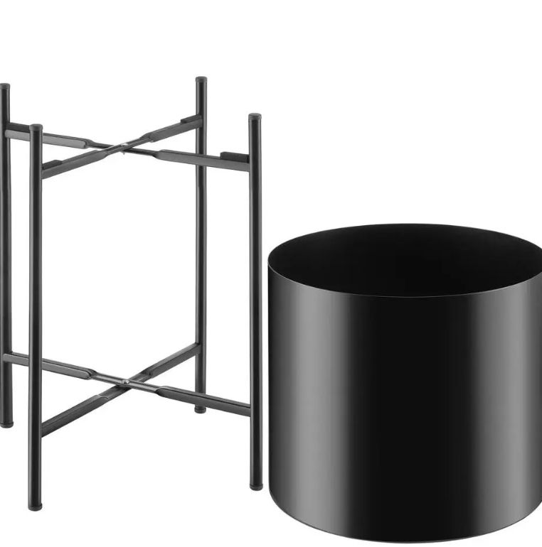 tectake Support pour plantes Mine - Lot de 2 - Acier peint par poudrage - Noir