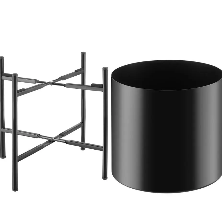 tectake Support pour plantes Mine - Lot de 2 - Acier peint par poudrage - Noir