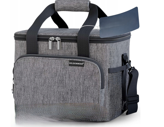 Heroism - sac à lunch thermique isolé - 20L - gris - 34 x 26 x 26 cm - sac isotherme spacieux avec sangle de transport