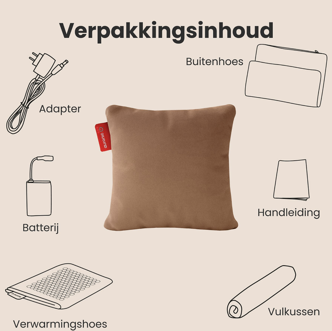 Auronic coussin chauffant électrique infrarouge classic 45x45 cm - rechargeable - 3 niveaux de chaleur - vieux rose