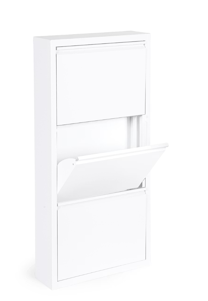 Bizzotto Eyvin étagère à chaussures trois compartiments - blanc - 50 x 15 x 106 cm