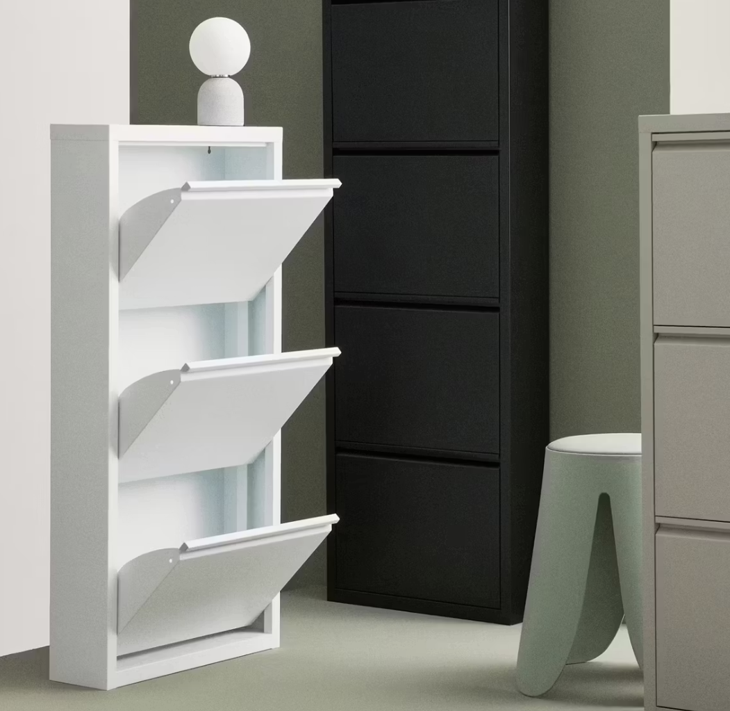 Bizzotto Eyvin étagère à chaussures trois compartiments - blanc - 50 x 15 x 106 cm