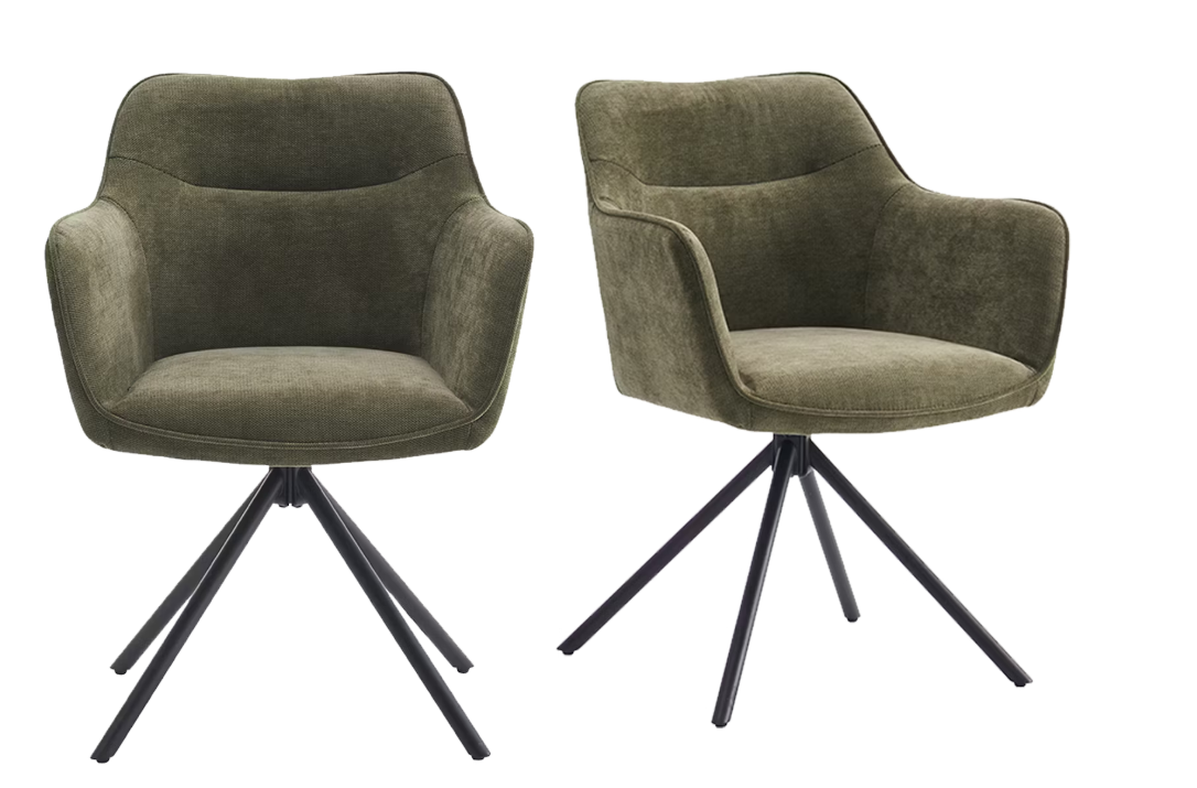 Criks Design Preston chaise de salle à manger pivotante 2 pièces - vert - 80,5 x 58 x 59 cm