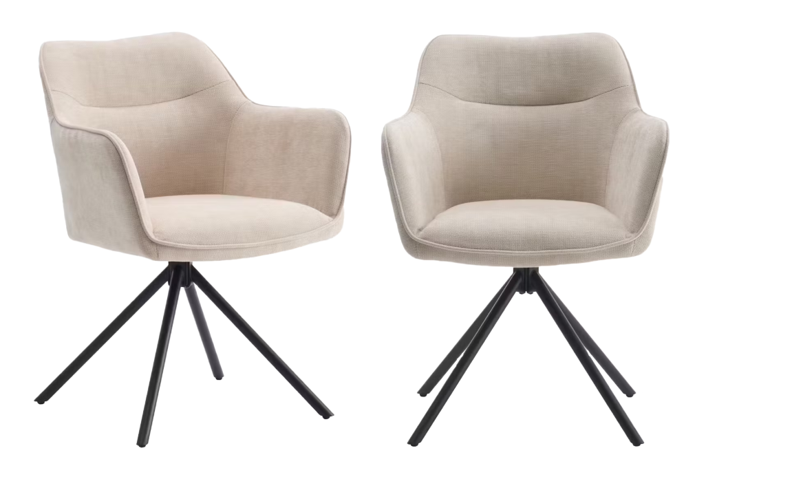 Criks Design Preston Swivel Dining Chair 2-pack - Beige - 180° rotatif - 80,5 x 58 x 59 cm