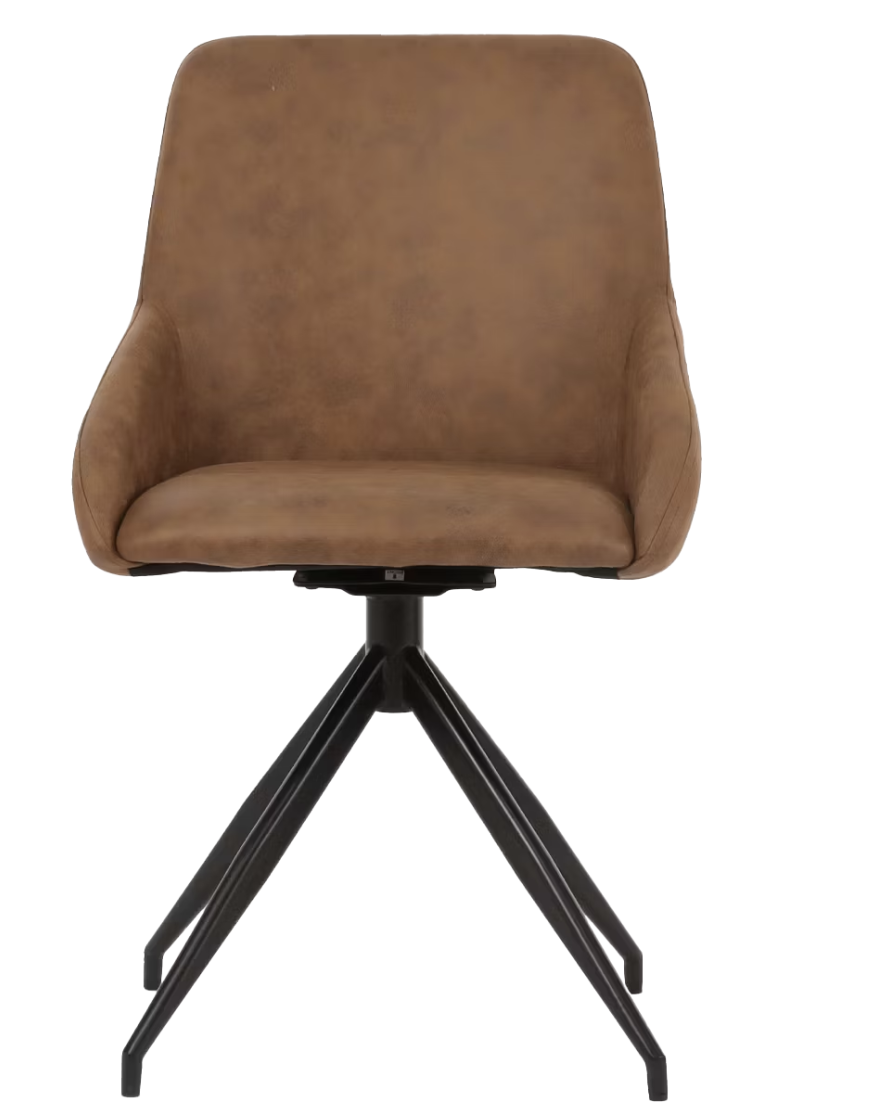 Dutchbone Laurel chaise de salle à manger pivotante - design élégant - pivotant à 360° - cognac - 60 x 51 x 85 cm