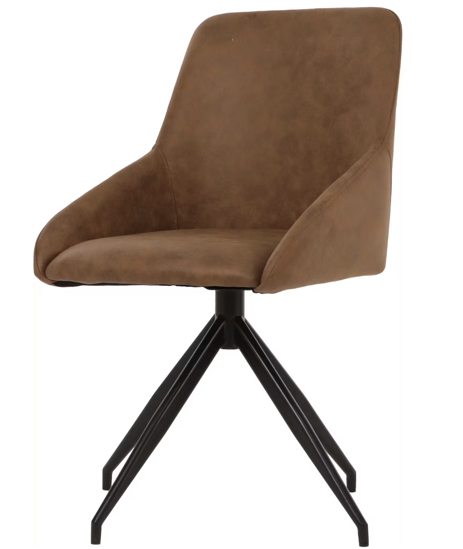 Dutchbone Laurel chaise de salle à manger pivotante - design élégant - pivotant à 360° - cognac - 60 x 51 x 85 cm