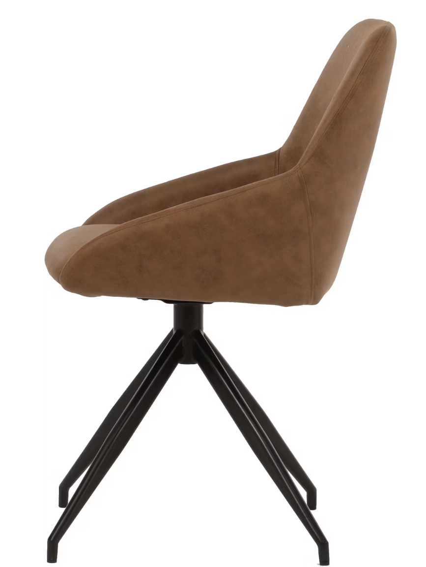 Dutchbone Laurel chaise de salle à manger pivotante - design élégant - pivotant à 360° - cognac - 60 x 51 x 85 cm