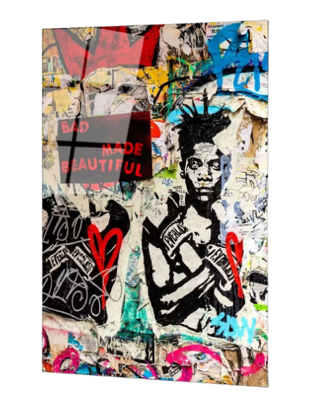 Wallity Peinture sur verre Banksy Bad Made Beautiful - Couleurs vives - 45 x 65 cm