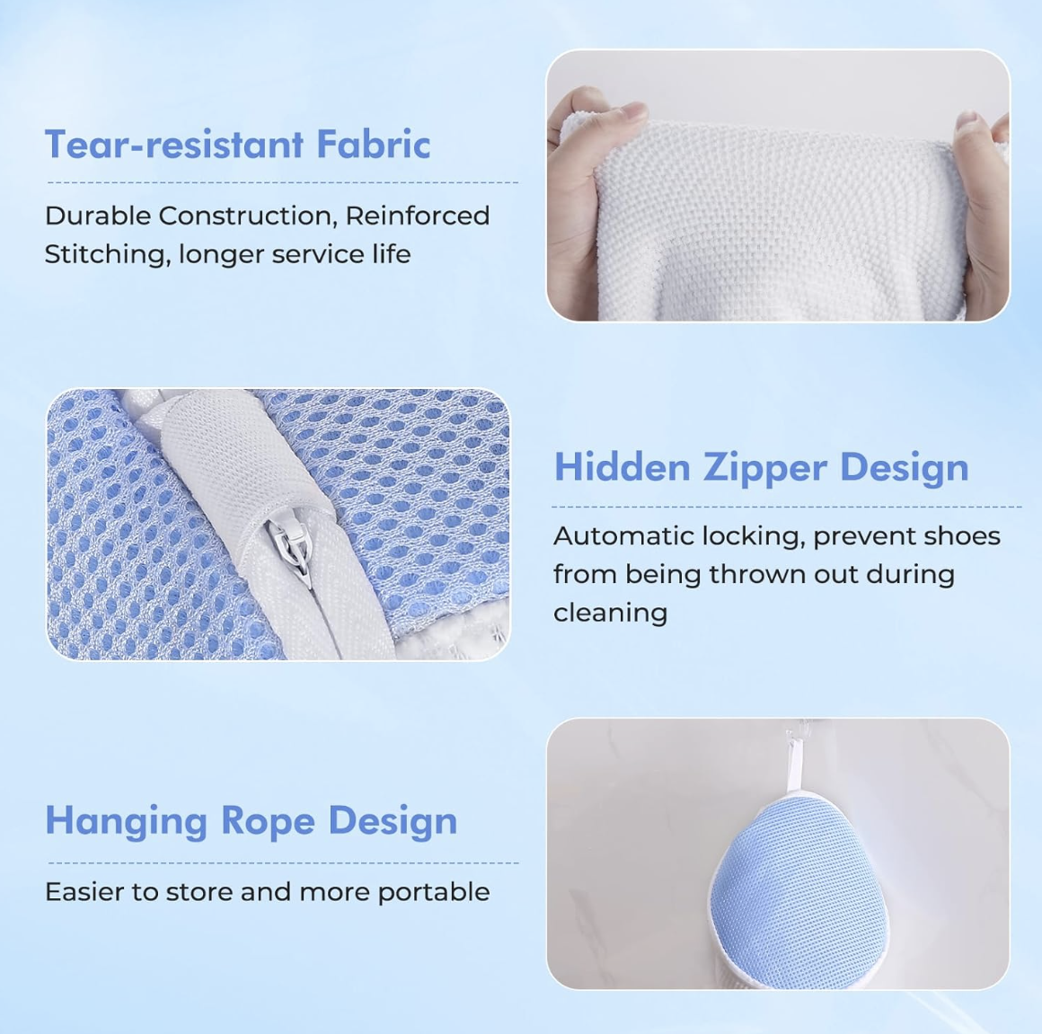 Teletrogy Sac à linge pour chaussures en microfibres chenille - 2 compartiments - fermeture à glissière cachée - 32 x 18 cm - blanc