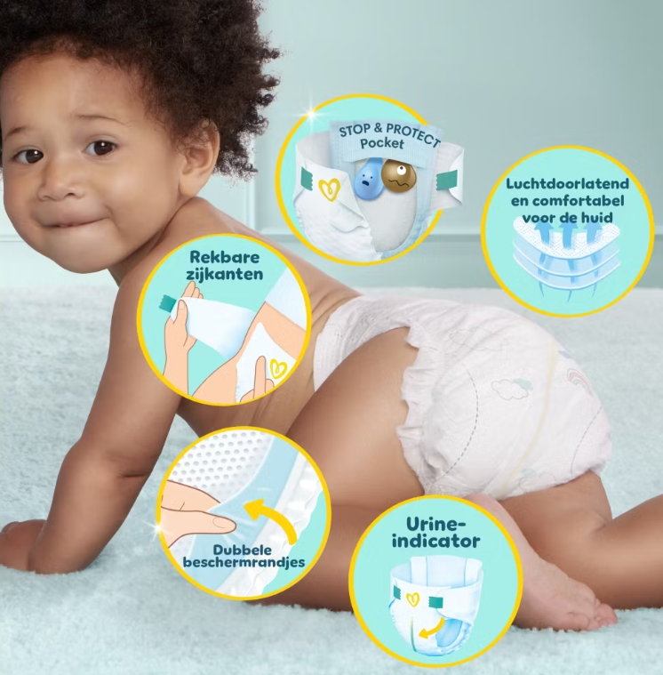 Couches Pampers Premium Protection Taille 3 - 96 pièces - 6-10 kg - blanches