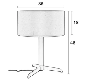 Zuiver Shelby Lampe à poser - Gris - 48 x 36 cm - Design minimaliste avec abat-jour en tissu