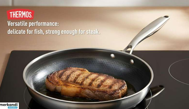 Thermos Thermoclad Poêle à crêpes - 24 cm - Acier inoxydable/Argent - revêtement antiadhésif en céramique sans PFAS