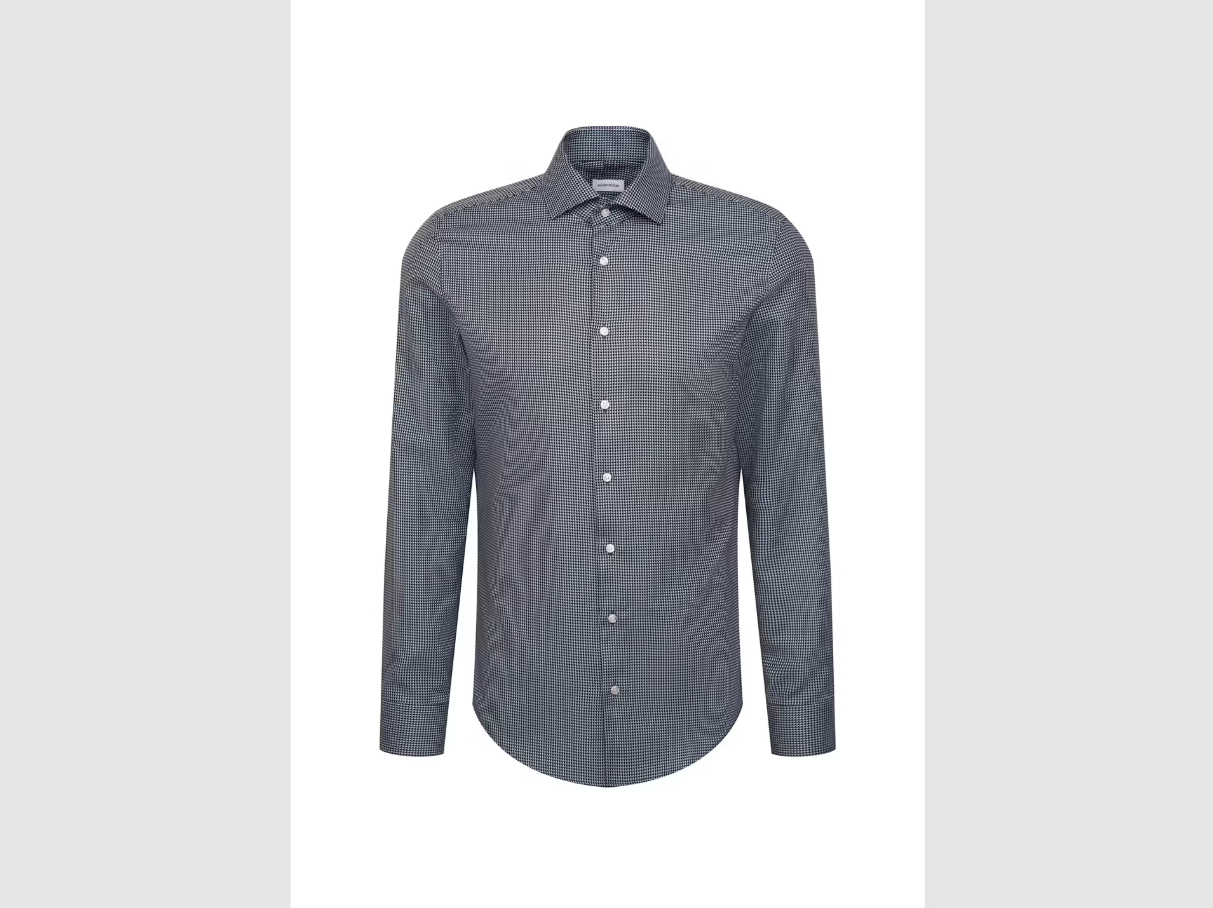 Seidensticker - Spread Kent Business Shirt - Slim Fit & Non-Iron - Navy - Size 39