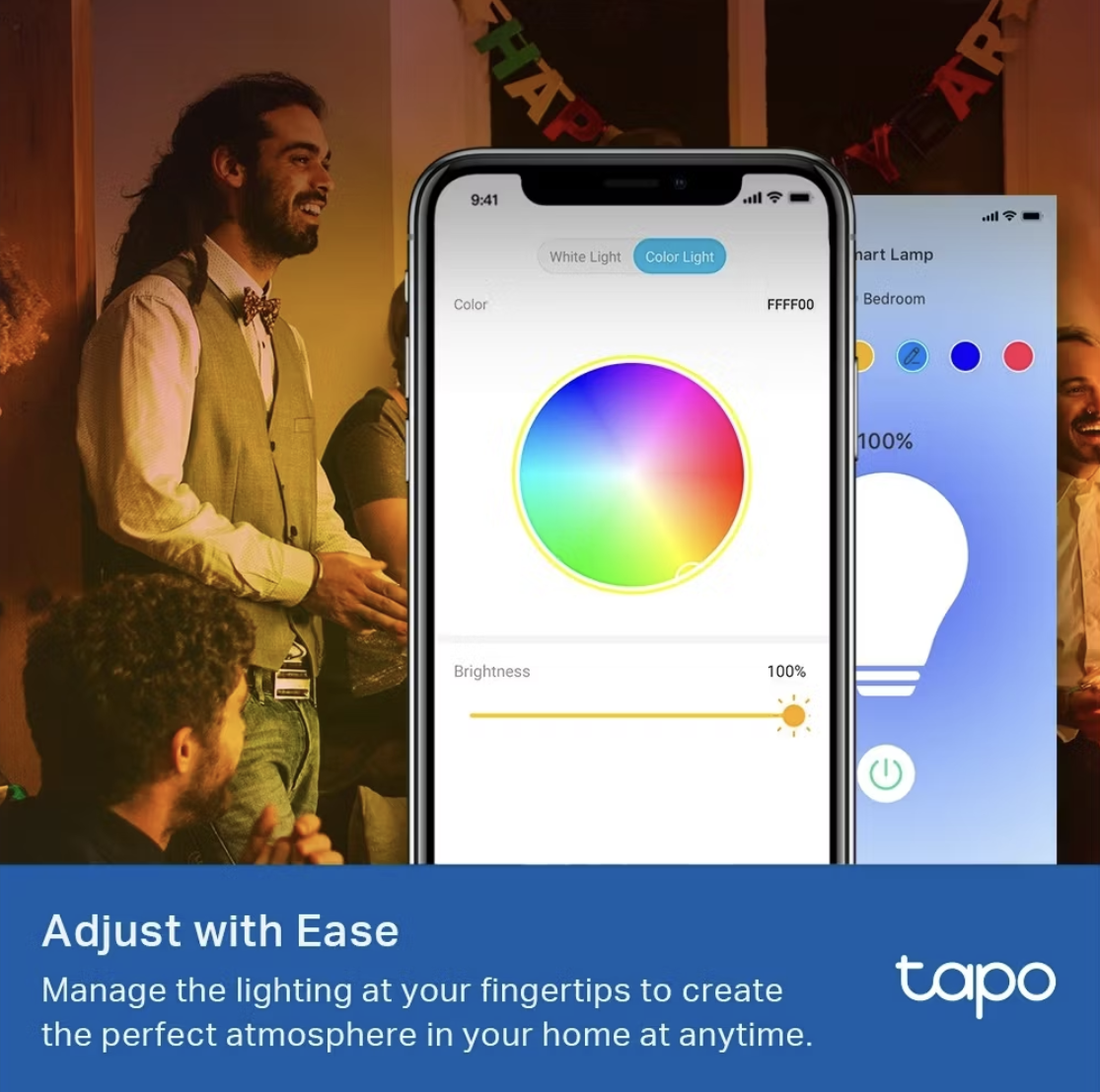 Tapo Wifi Lampe LED L530E E27 A60 115 × 60 mm - Couleurs blanches et lumineuses ajustables