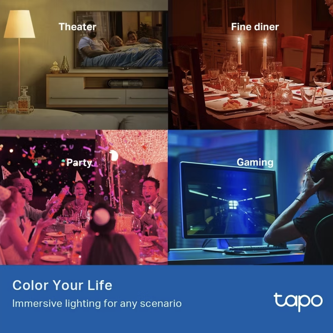 Tapo Wifi Lampe LED L530E E27 A60 115 × 60 mm - Couleurs blanches et lumineuses ajustables