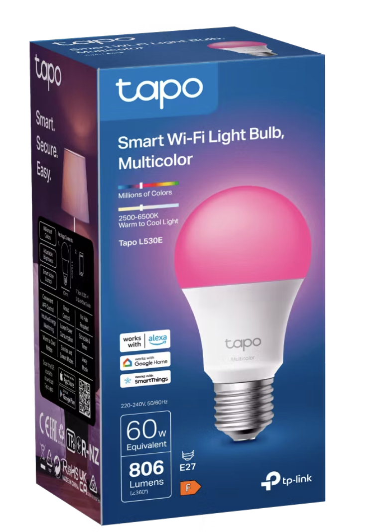 Tapo Wifi Lampe LED L530E E27 A60 115 × 60 mm - Couleurs blanches et lumineuses ajustables