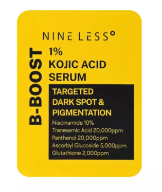 Nine Less B-Boost 1% Kojic Acid Serum Sample 2ml - résultat d'une peau éclatante et lumineuse