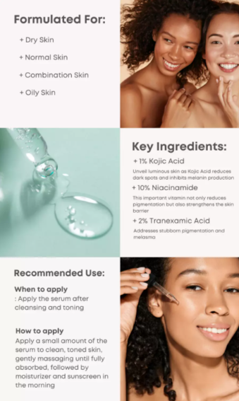 Nine Less B-Boost 1% Kojic Acid Serum Sample 2ml - résultat d'une peau éclatante et lumineuse