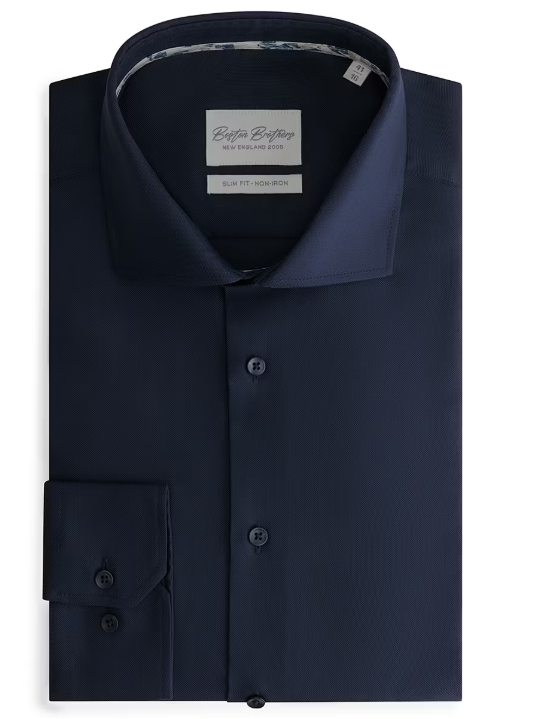 Boston Brothers Non Iron Shirt - Homme - Taille 42 - Marine - Tissage Oxford - Slim Fit