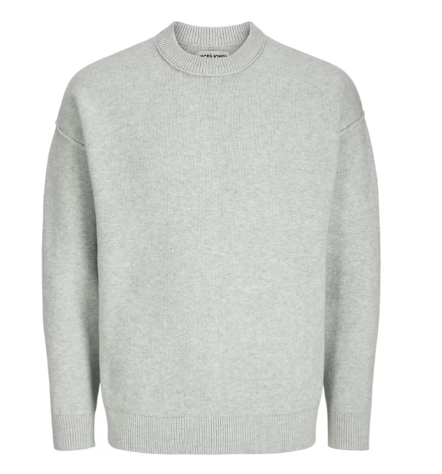 Jack & Jones Max Knit Crew Sweater - Light Grey Melange - XL