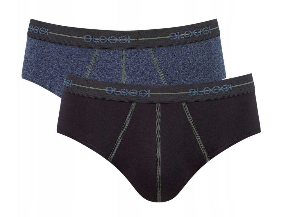 Sloggi Start Midi slips - 2-pack - noir & marine - 2XL - coton lycra doux, coupe parfaite
