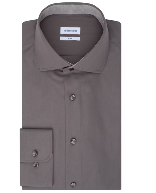 Seidensticker Business Shirt SF Spread Kent - Anthra 665 - Taille 38 - Slim Fit - 100% coton