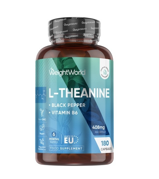 WeightWorld L-Theanine & Lemon Balm Capsules 408mg - 180 Capsules Végétales - 6 Mois d'Approvisionnement