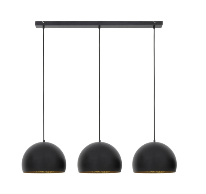 Light & Living JAICEY Lampe pendante 3 lumières 120 cm - Noir mat avec or - Design industriel - E27