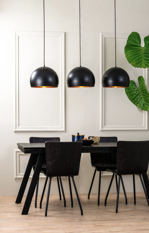 Light & Living JAICEY Lampe pendante 3 lumières 120 cm - Noir mat avec or - Design industriel - E27
