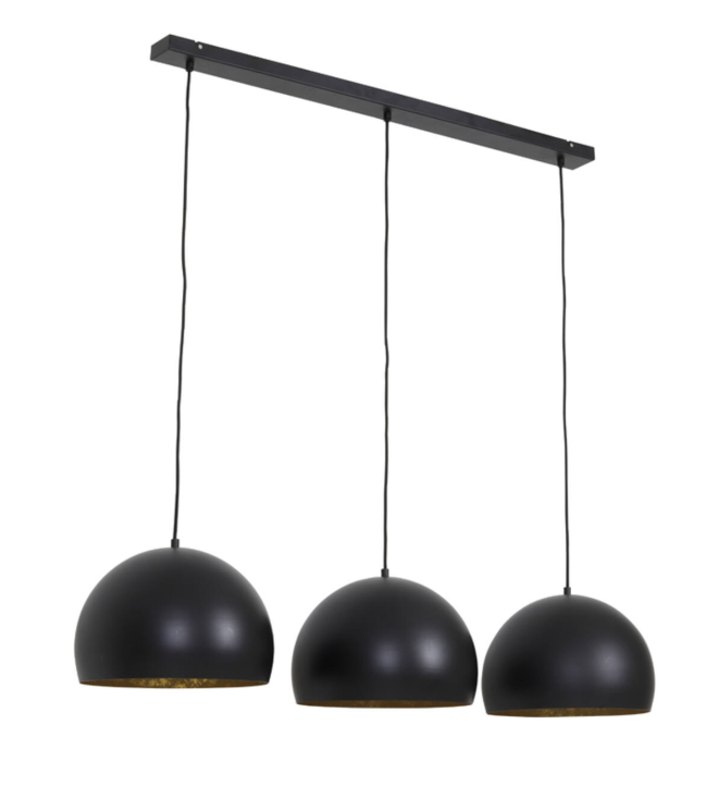 Light & Living JAICEY Lampe pendante 3 lumières 120 cm - Noir mat avec or - Design industriel - E27