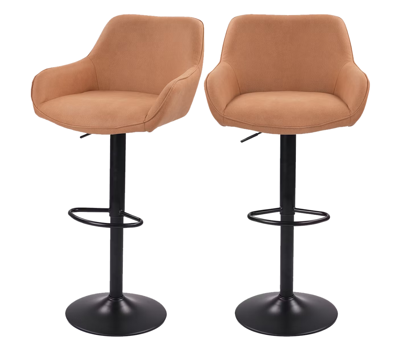 Dutchbone Tabouret de bar Oliver - Cognac - 56 x 54 x 109 cm - Lot de 2