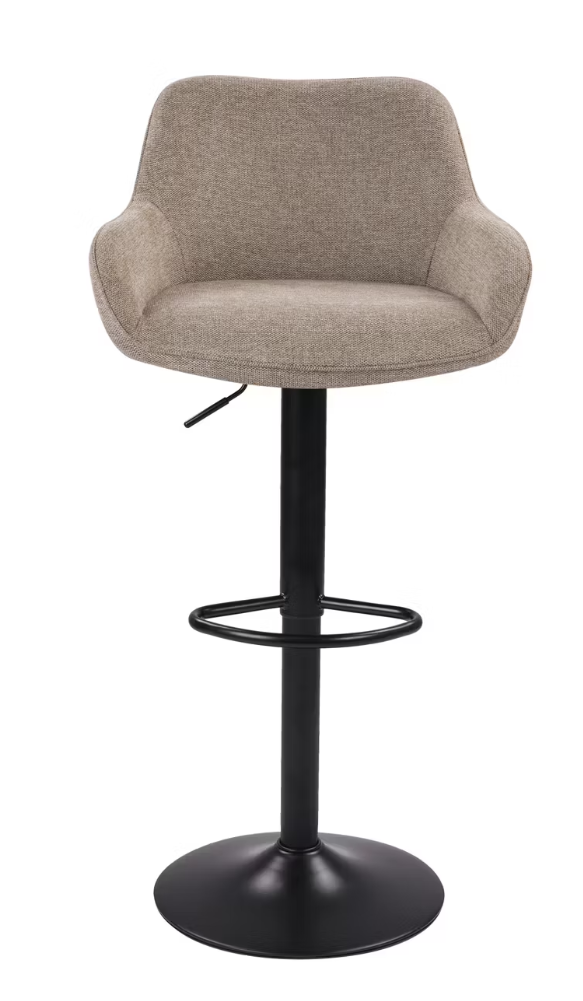 Dutchbone Tabourets de bar Oliver - Lot de 2 - Taupe - 56 x 54 x 109 cm - Hauteur d'assise réglable 60-80 cm