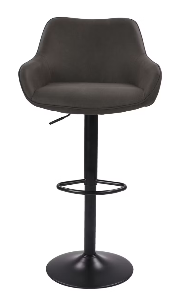 Dutchbone Oliver Tabourets de bar Lot de 2 - Anthracite - 56 x 54 x 109 cm - Hauteur d'assise réglable 60-80 cm
