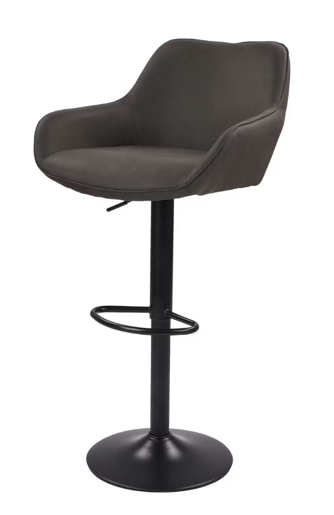 Dutchbone Oliver Tabourets de bar Lot de 2 - Anthracite - 56 x 54 x 109 cm - Hauteur d'assise réglable 60-80 cm