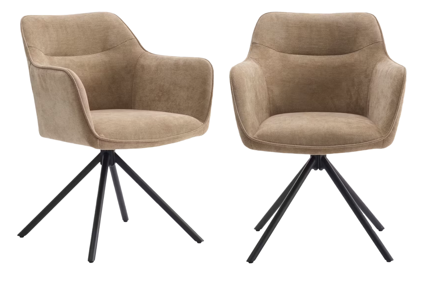 Criks Design Preston Chaises de salle à manger pivotantes Taupe - 80,5 x 58 x 59 cm - Lot de 2