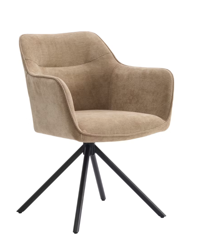 Criks Design Preston Chaises de salle à manger pivotantes Taupe - 80,5 x 58 x 59 cm - Lot de 2