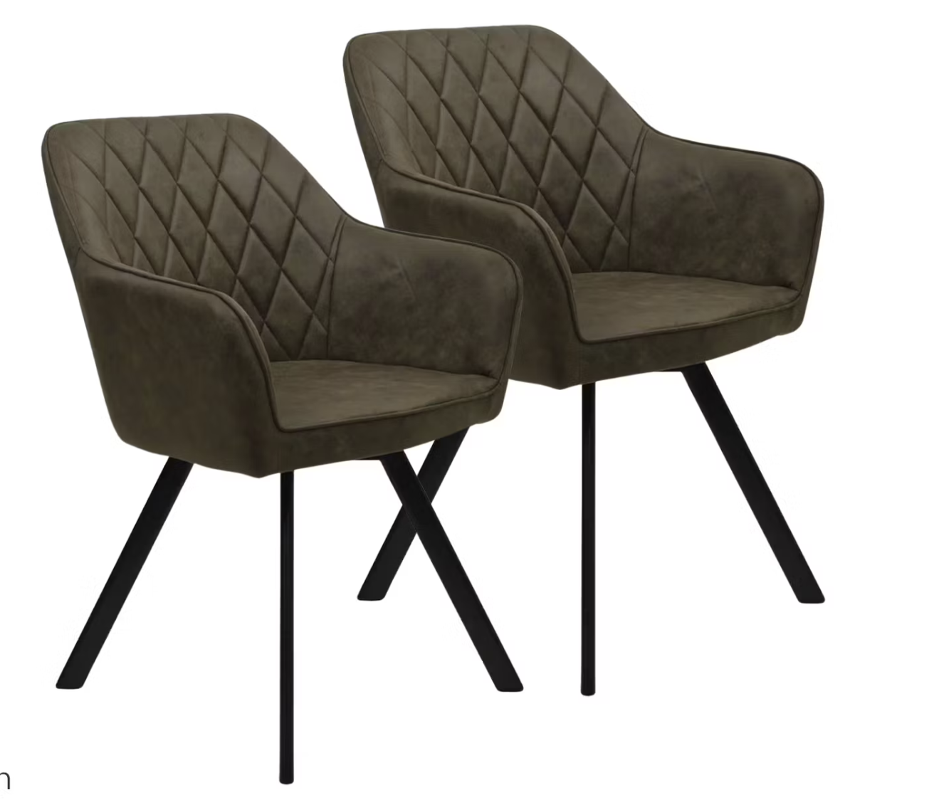 Furniture31 Brione Chaise de salle à manger pivotante - Vert - 83 x 59 x 45 cm - Lot de 2 - Rotation à 360