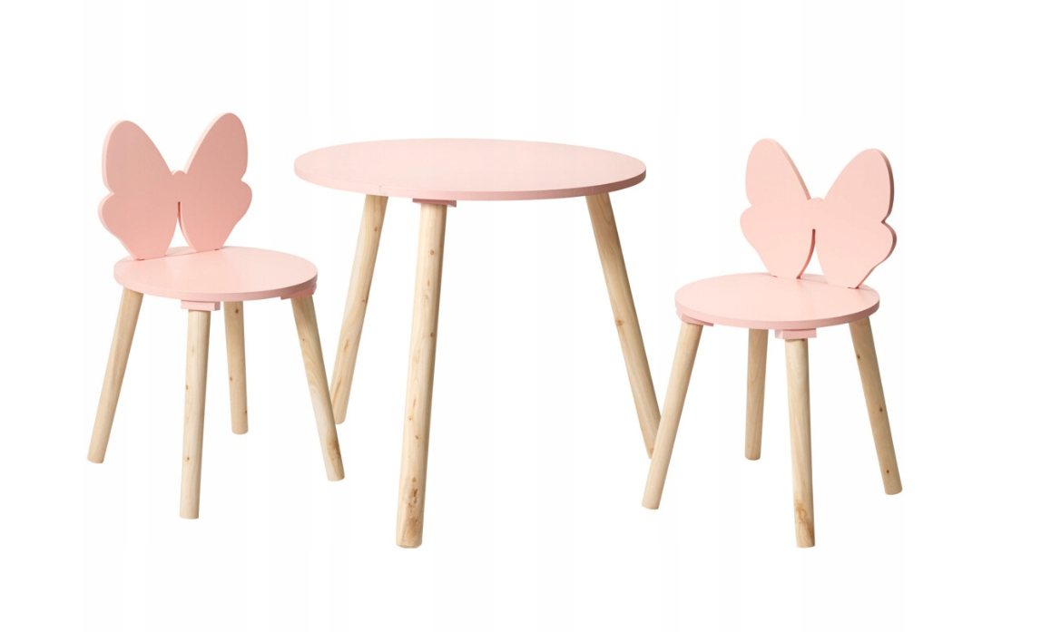 Home Styling Collection - Table pour enfants avec 2 chaises Butterfly Pink - Ensemble de meubles pour enfants 3 pièces