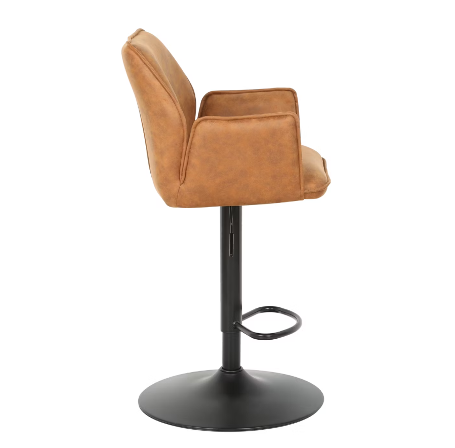 Lot de 2 tabourets de bar Jill - Réglable - Velours/métal - 51x53x96-116 cm - Cognac