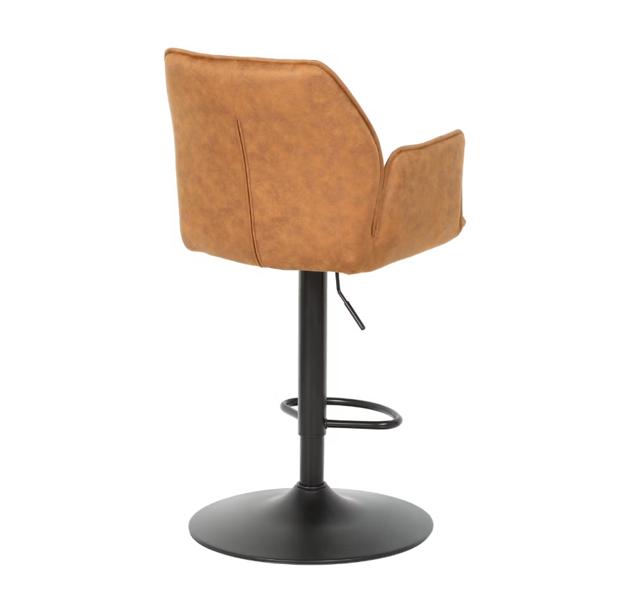 Lot de 2 tabourets de bar Jill - Réglable - Velours/métal - 51x53x96-116 cm - Cognac