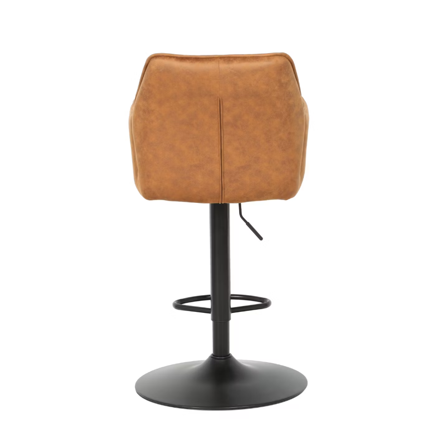 Lot de 2 tabourets de bar Jill - Réglable - Velours/métal - 51x53x96-116 cm - Cognac