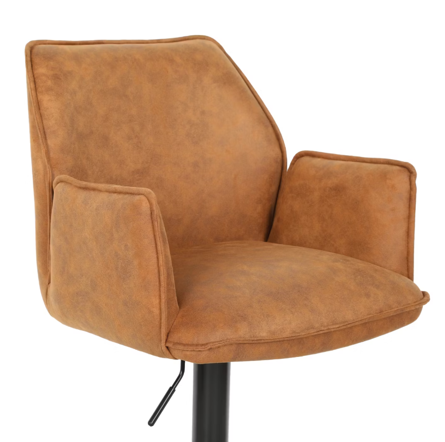 Lot de 2 tabourets de bar Jill - Réglable - Velours/métal - 51x53x96-116 cm - Cognac
