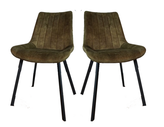 Furniture31 Riva Chairs Dining - Duopack - Luxe Velvet - Metal Frame - Green