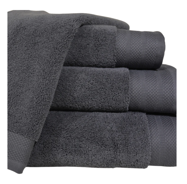 Valk Serviettes de bain de luxe - 700 grammes - 70x140 cm - Coton turc - Ruban décoratif tissé - Gris foncé - lot de 3