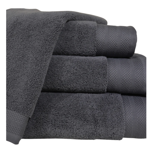 Serviette de bain de luxe - 700g - 70x140 cm - Coton turc - Ruban décoratif tissé - Gris foncé