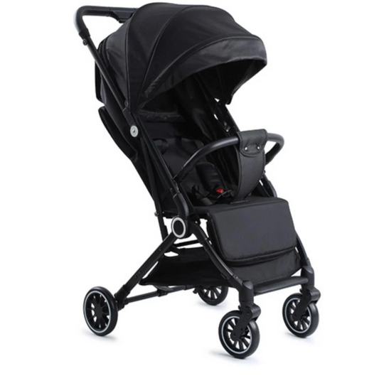 Poussette - Pliable d'une seule main - De la naissance à 15 kg - Grand pare-soleil - Noir